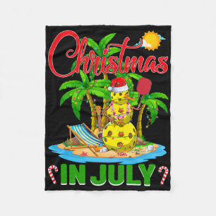Funny Pickleball Santa Hat Hawaiian Christmas In J Fleece Blanket