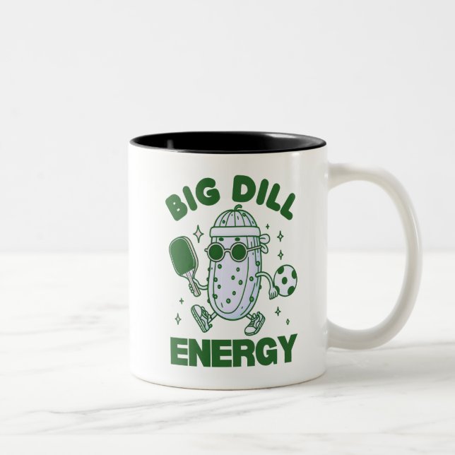 Funny Pickleball Saying Cute Character Pun Two-Tone Coffee Mug (Right)