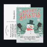 Funny Pickleball Snowman Merry Christmas Postcard<br><div class="desc">Your pickleball friends will get a laugh from this funny holiday postcard. Design features a snowman holding Pickleball paddles and a greeting that reads "Merry Dinkmas". Add your custom text for a one of a kind Pickleball Christmas card. Backside features space for your personalized note - or delete it and...</div>