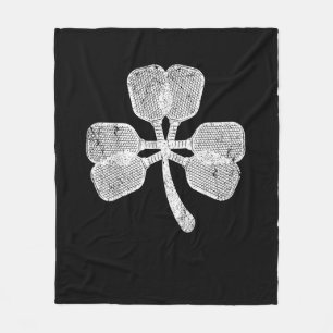 Funny Pickleball Sticks As Shamrock Clover St. Pat Fleece Blanket