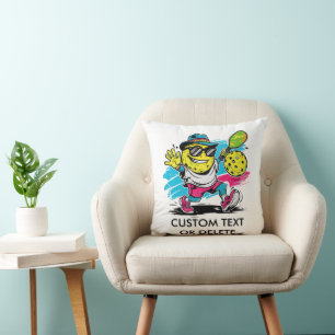 funny pickleball throw pillow