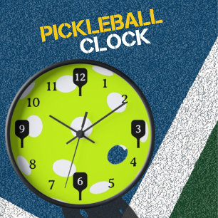 Funny Pickleball Time Black Paddles Clock