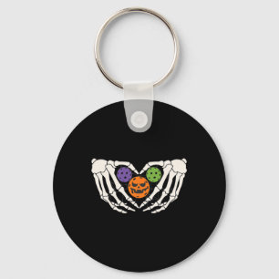 Funny Picklell Halloween Skeleton Hands Love Heart Keychain