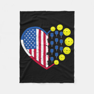 Funny Picklell Ll With American Flag Heart 4th Of  Fleece Blanket