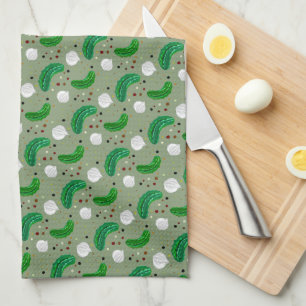 Funny Pickles Gherkins & Pickled Onion Pattern Kitchen Towel