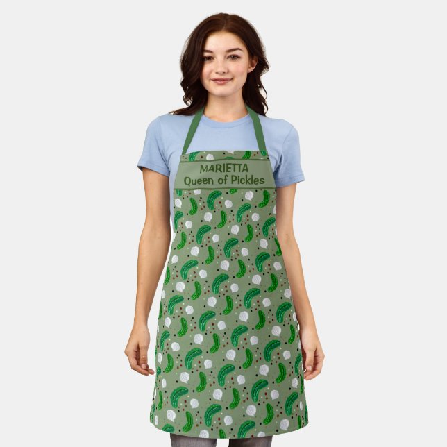 Funny Pickles Gherkins Pickled Onion Personalized Apron (Worn)