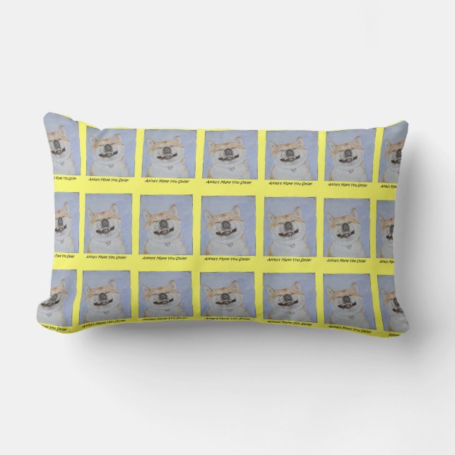funny picture of akita dog smiling lumbar pillow (Front)