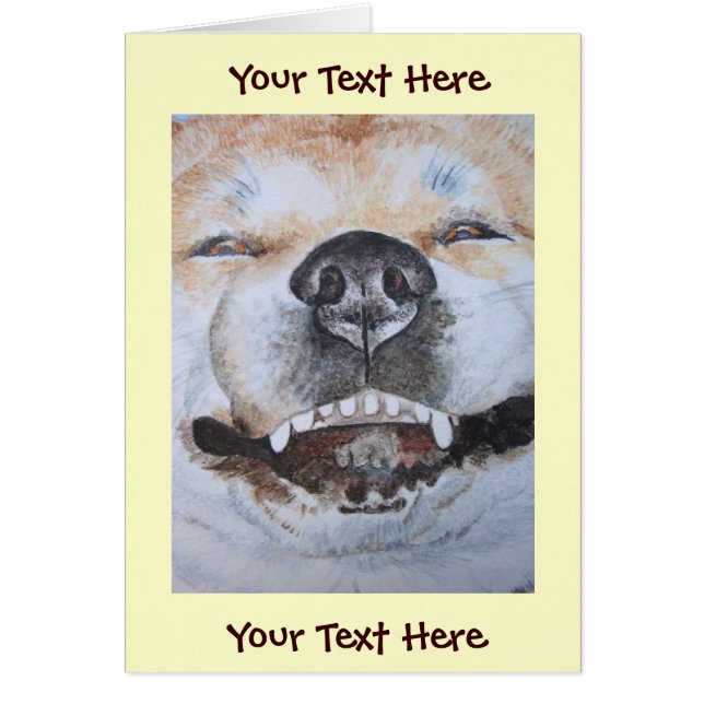 funny picture of akita smiling cute dog (Front)