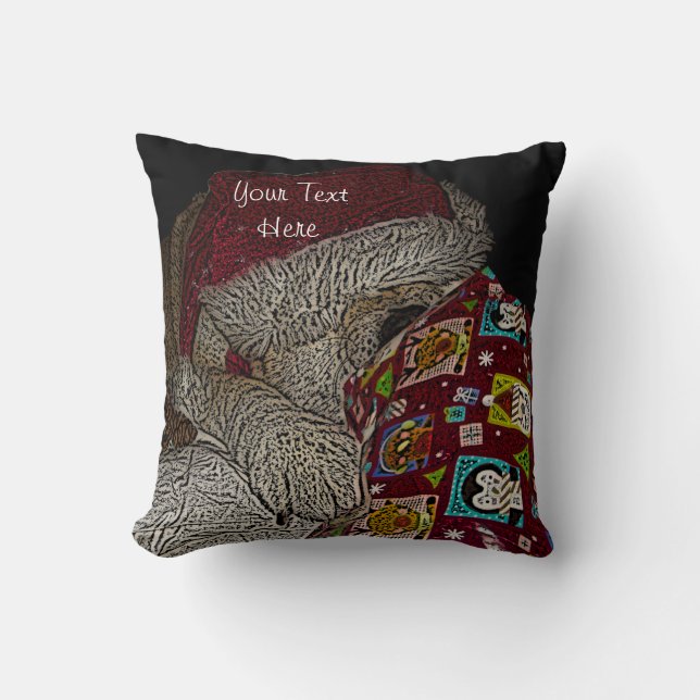 funny picture of cute dog dressed for christmas throw pillow (Front)