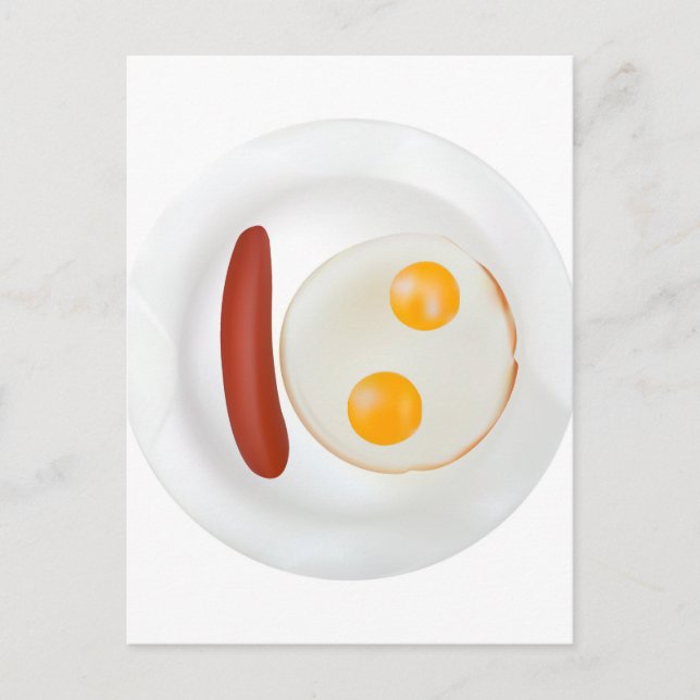 Funny picture of scrambled eggs with sausage postcard (Front)