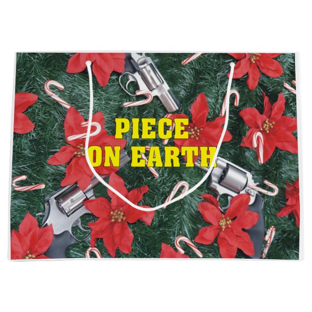 Funny Piece On Earth Pro Gun Christmas Large Gift Bag (Front)