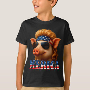 Funny pig american flag farmer independence day 4t T-Shirt