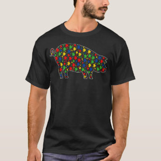 Funny Pig Animals Puzzle Pieces Autism Awareness P T-Shirt