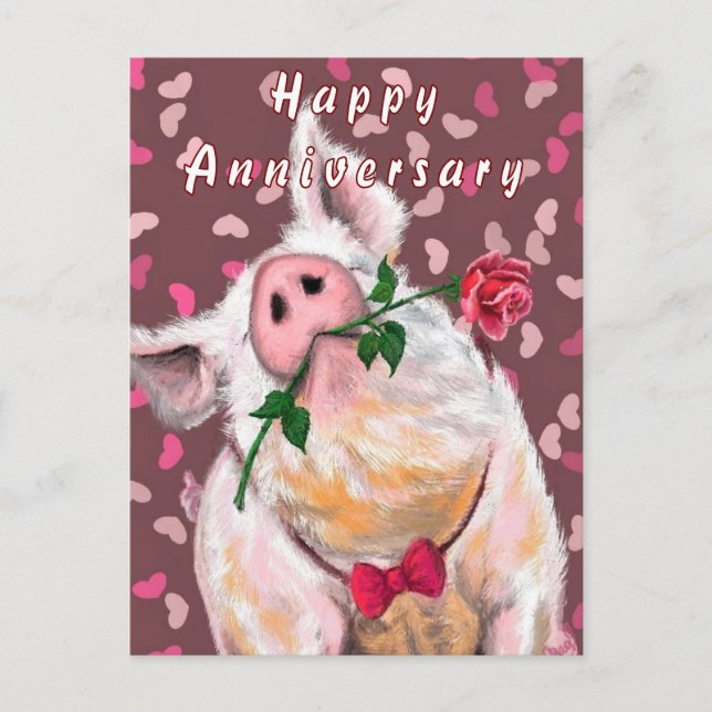 Funny Pig Anniversaire Carte (Devant)