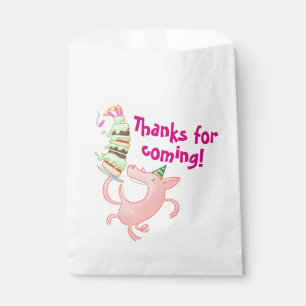 Funny Pig Birthday Cake Thanks For Coming! Cartoon Favour Bag