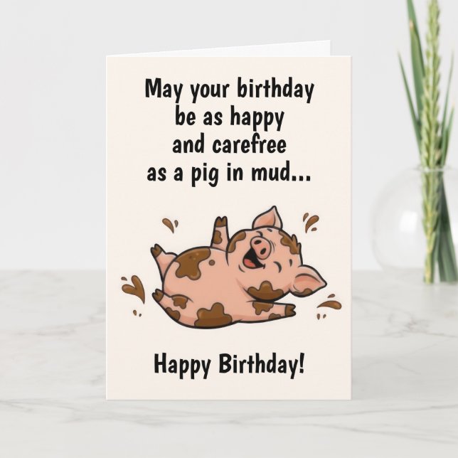 Funny Pig Birthday Card (Front)