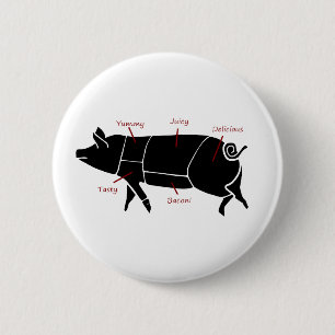 Funny Pig Butcher Chart Diagram 2 Inch Round Button
