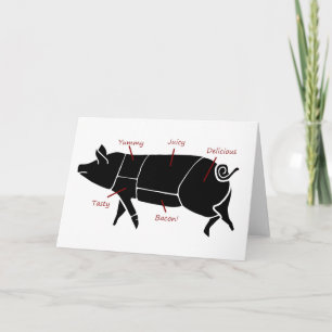 Funny Pig Butcher Chart Diagram Card