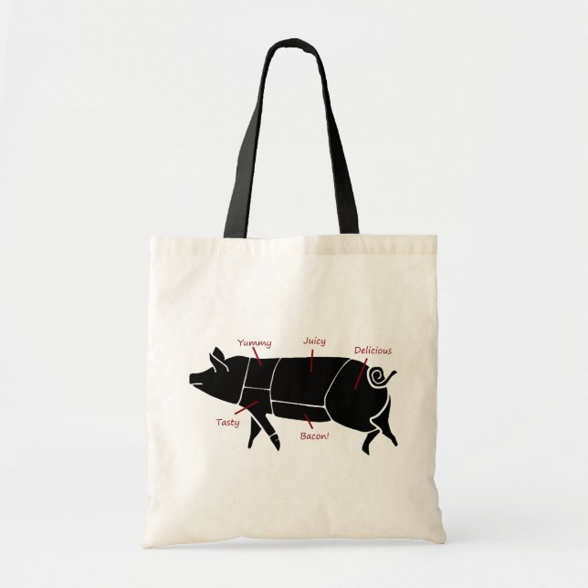 Funny Pig Butcher Chart Diagram Tote Bag (Front)