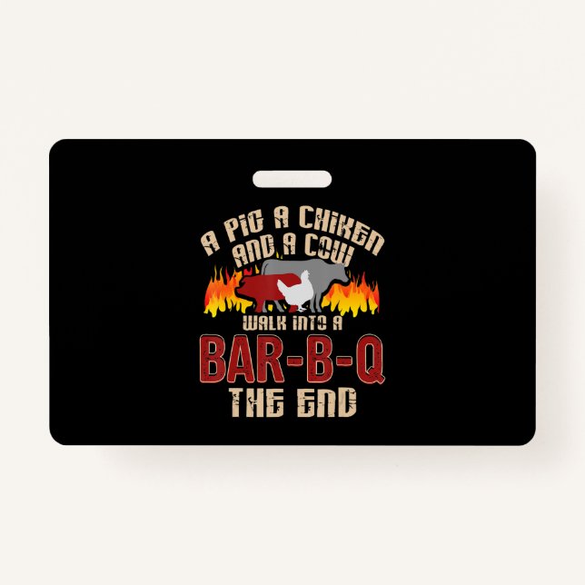 Funny Pig Chicken Cow Bar B Q Bbq Chef Cookie Cook Badge (Front)