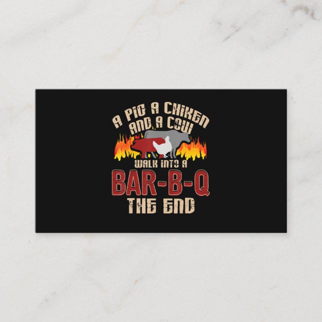 Funny Pig Chicken Cow Bar B Q Bbq Chef Cookie Cook Business Card (Front)