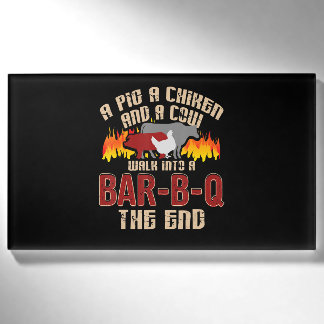 Funny Pig Chicken Cow Bar B Q Bbq Chef Cookie Cook Name Tag