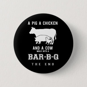 Funny Pig Chicken Cow Story Of Bbq Master Roast Gr 2 Inch Round Button