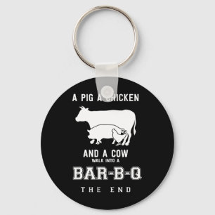 Funny Pig Chicken Cow Story Of Bbq Master Roast Gr Keychain
