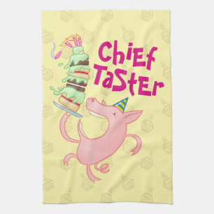 Funny Pig Chief Taster Giant Sponge Cake Cartoon Kitchen Towel