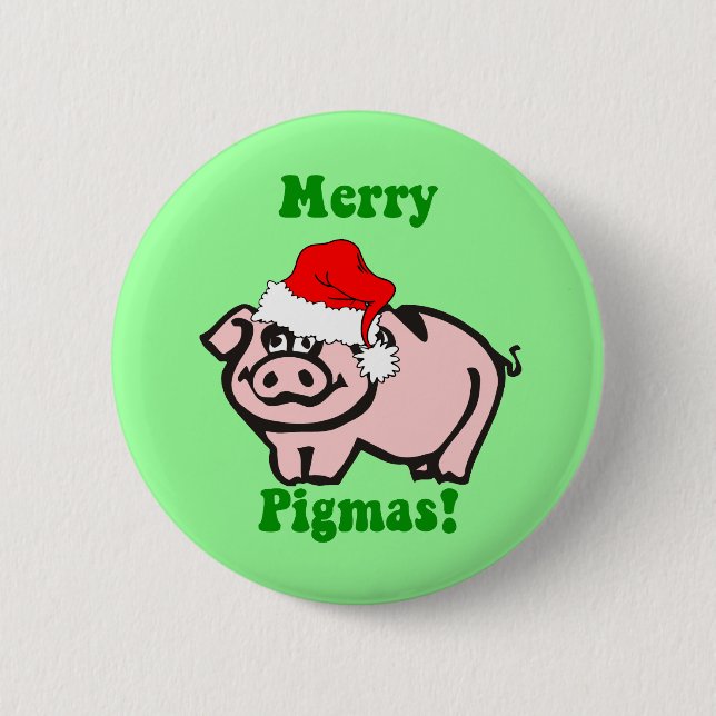 Funny pig Christmas 2 Inch Round Button (Front)