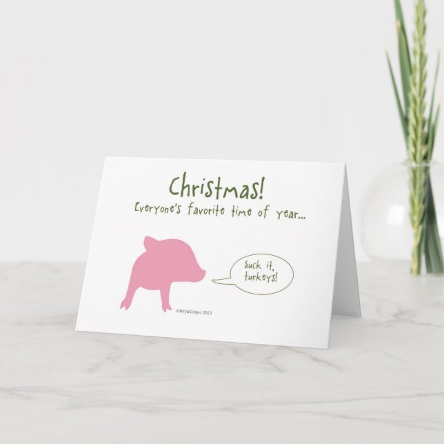 Funny pig Christmas card (Front)