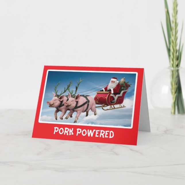 Funny Pig Christmas Holiday Card (Front)