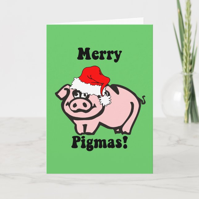 Funny pig Christmas Holiday Card (Front)