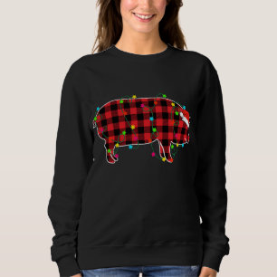 Funny Pig Christmas Tree Red Plaid Xmas Animals Lo Sweatshirt