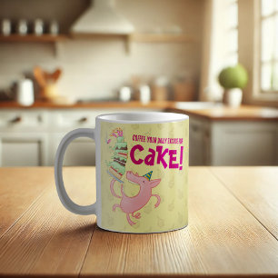 Funny Pig Coffee Daily Excuse For Cake Cartoon Mug