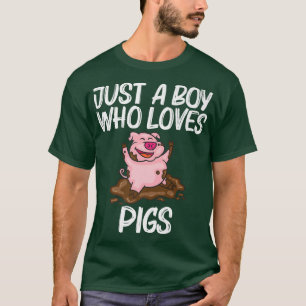 Funny Pig Design For Boys Kids Hog Farmer Farm Ani T-Shirt