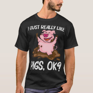 Funny Pig Design For Men Women Hog Farmer Farm Ani T-Shirt