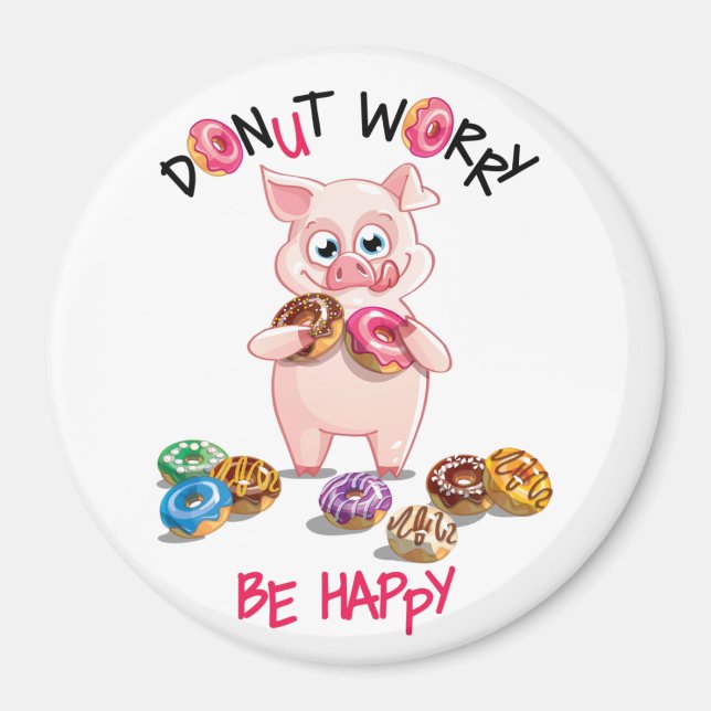 Funny Pig Doughnut Pun Magnet (Front)