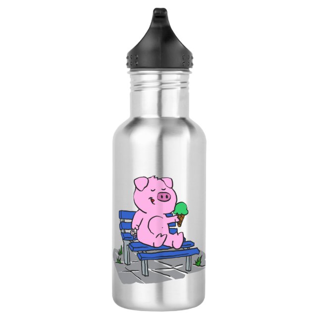 Funny pig eating ice cream | choose back colour 532 ml water bottle (Right)