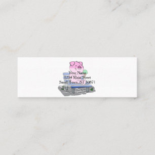Funny pig eating ice cream choose back colour mini business card