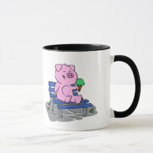 Funny pig eating ice cream   choose back colour mug
