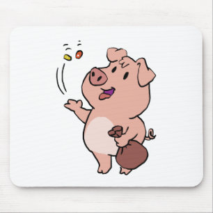 Funny pig eating sweets choose background colour mouse pad
