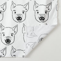 Funny Pig Face Sketch Black White Farm Animal
