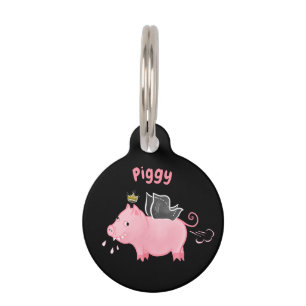 Funny Pig Fairy Cartoon - Cute Flying Pig Magic Pet Tag