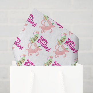 Funny Pig Happy Birthday! Giant Layer Cake Cartoon Tissue Paper