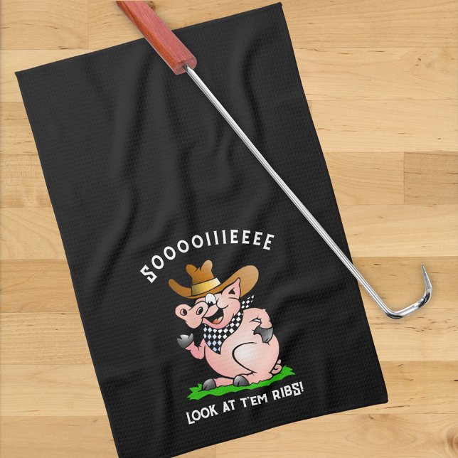 Funny Pig Hog Calling Cartoon Character Kitchen Towel (Creator Uploaded)