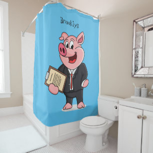 Funny pig in business suit cartoon
