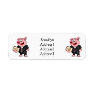 Funny pig in business suit cartoon