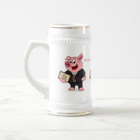 Funny pig in business suit cartoon