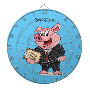 Funny pig in business suit cartoon dartboard
